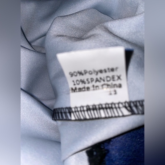 Flamingo Denim Look High Waisted Sports Leggings-Cobalt Size 2XL(14/16) - Picture 4 of 8